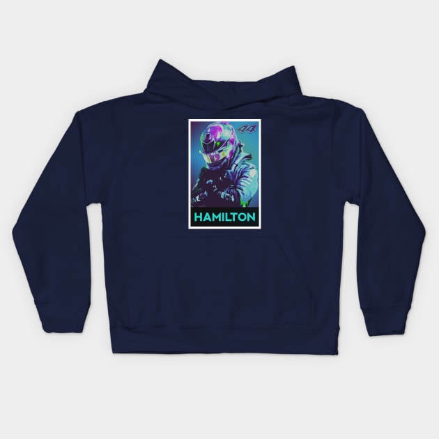 Lewis Hamilton Black Panther 44 F1 Kids Hoodie by VictorVV